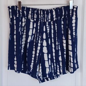 MISIA JUNIOR XL SMOCKED ELASTIC WAISTBAND PULL-ON NAVY/WHITE PATTERN SHORTS